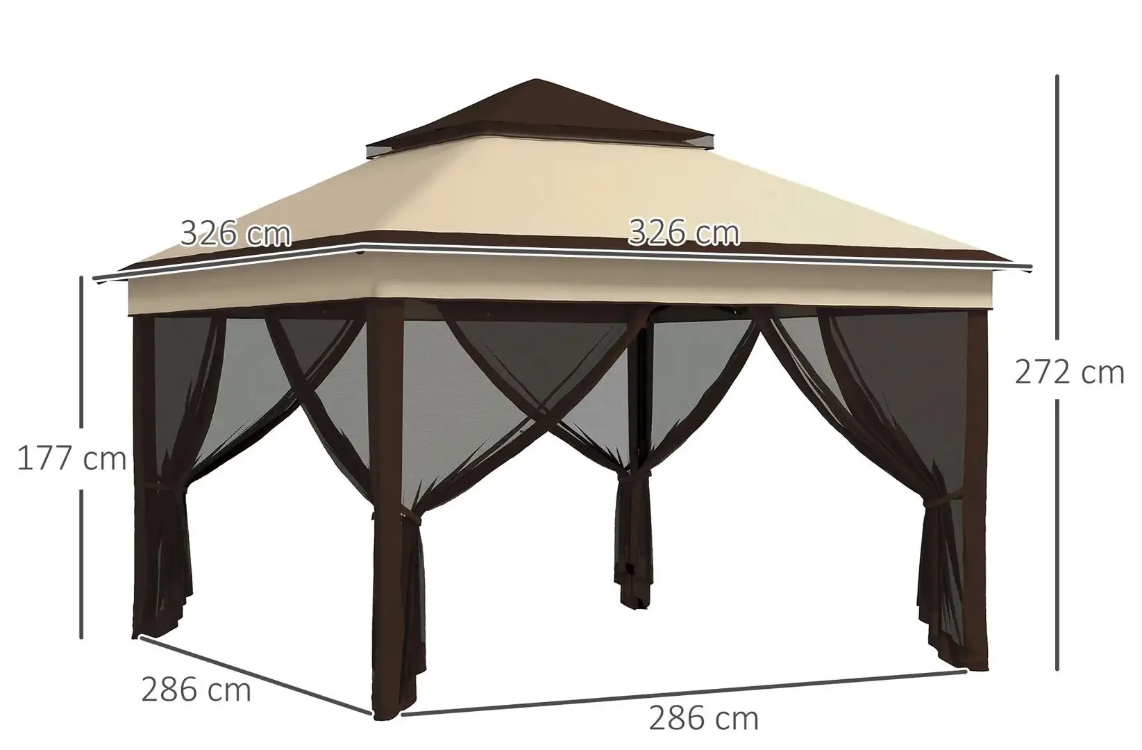 Pavilion de gradina Outsunny 84C-463V00BG 3x3 (Beige)