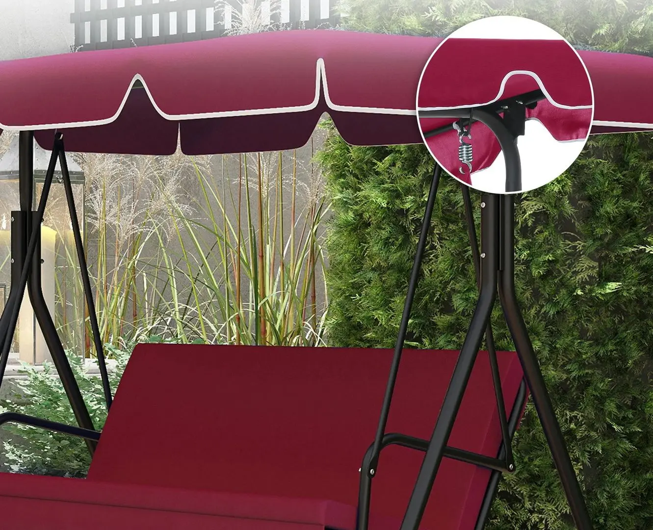 Copertina de rezerva pentru balansoar de gradina Outsunny 84A-287V00WR (Wine Red) - 5