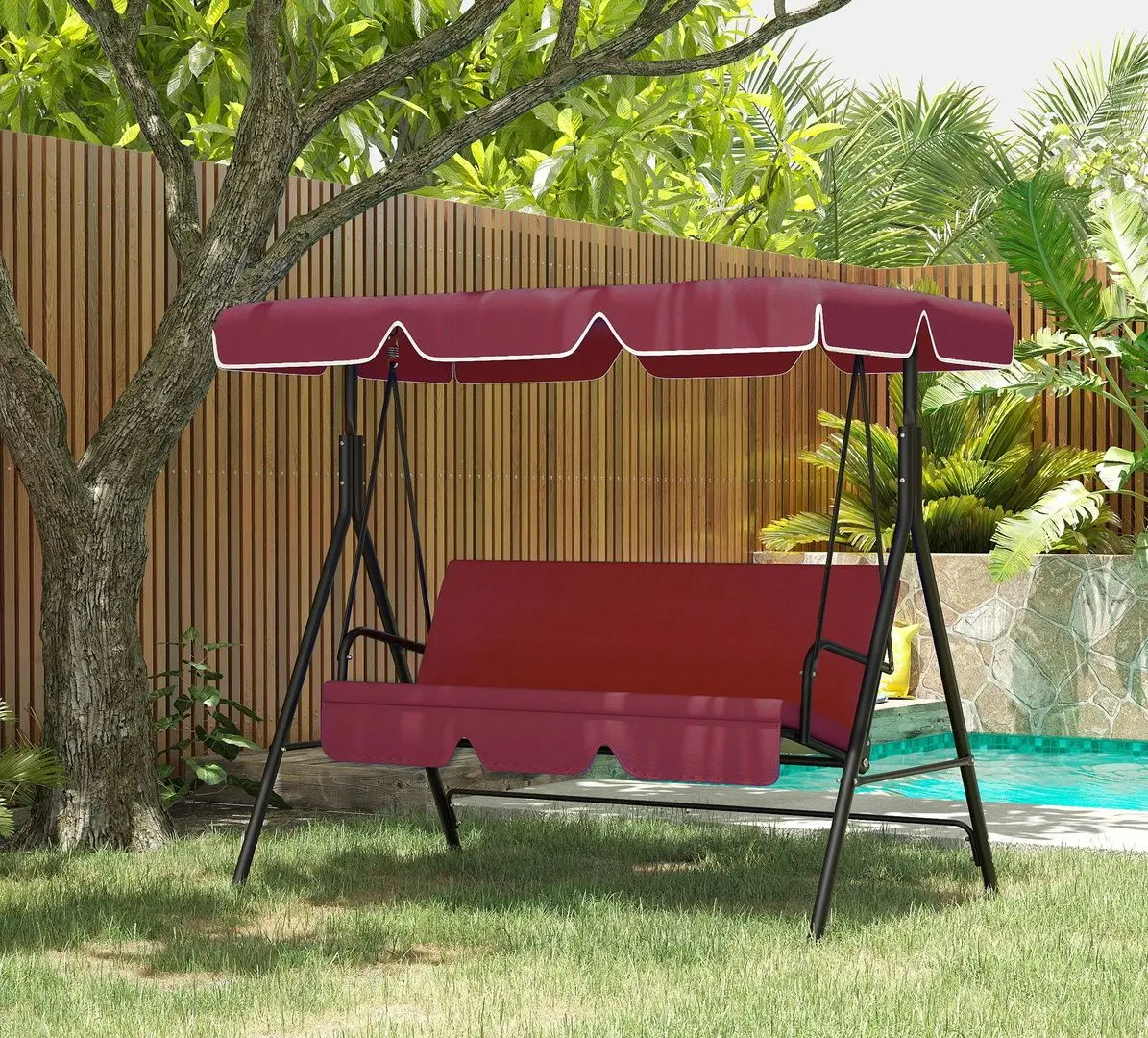 Copertina de rezerva pentru balansoar de gradina Outsunny 84A-287V00WR (Wine Red) - 6