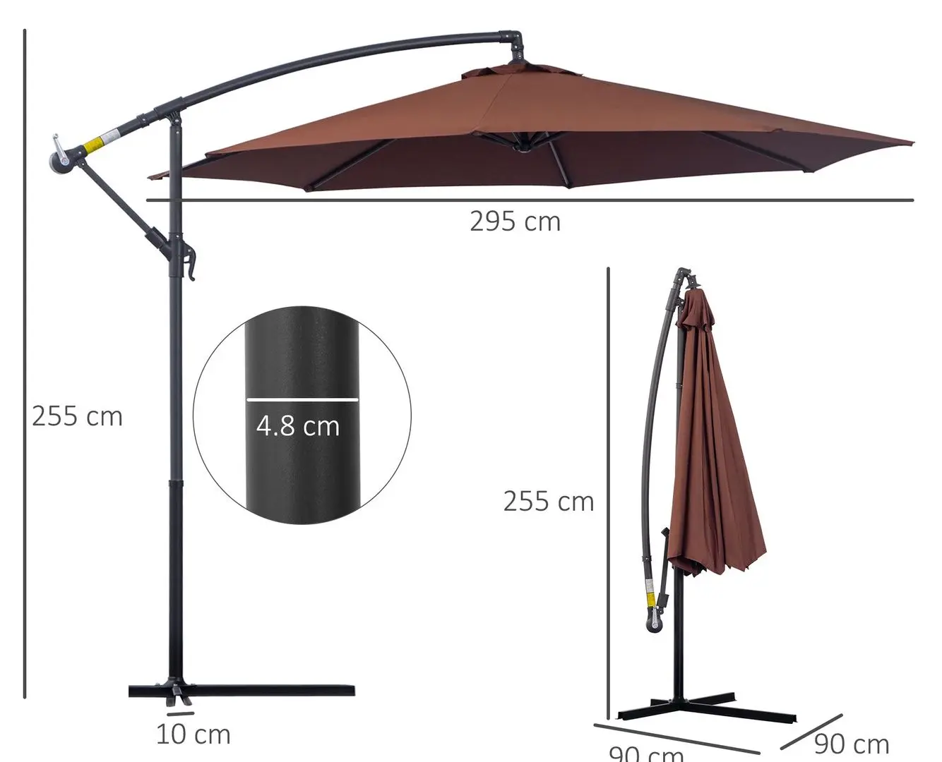 Umbrela de soare Outsunny 01-0585 (Coffe)