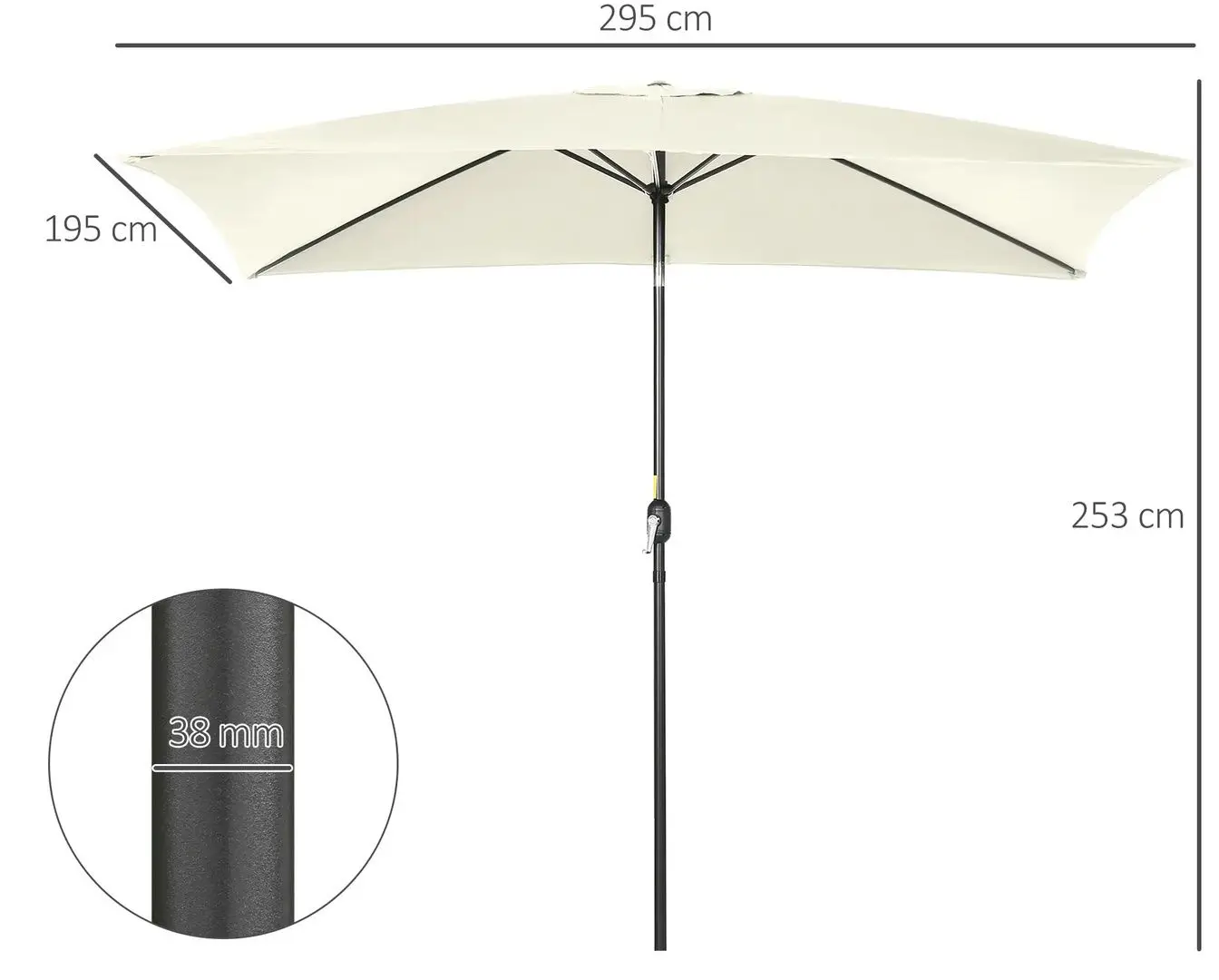 Umbrela de soare Outsunny 84D-036V00CW (White-Cream)