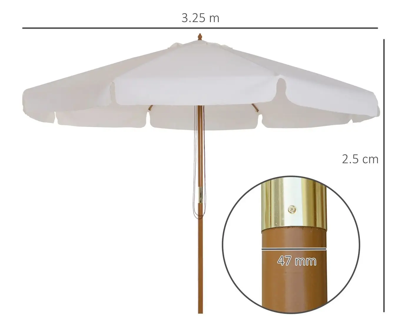 Зонт от солнца Outsunny 84D-040 (Cream) - 6