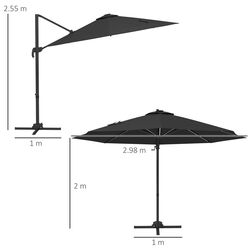 Umbrela de soare Outsunny 84D-110V03CG LED (Grey) Thumb