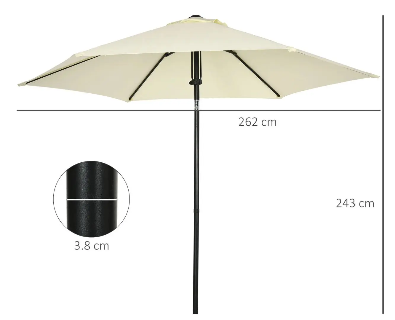 Umbrela de soare Outsunny 84D-233V00BG (Beige/Black)