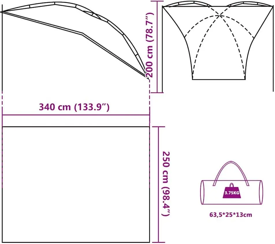 Tent auto VidaXL 4009525 (Blue)
