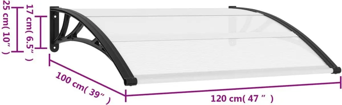 Copertină VidaXL 141758 120x100 (Transparent/Black)