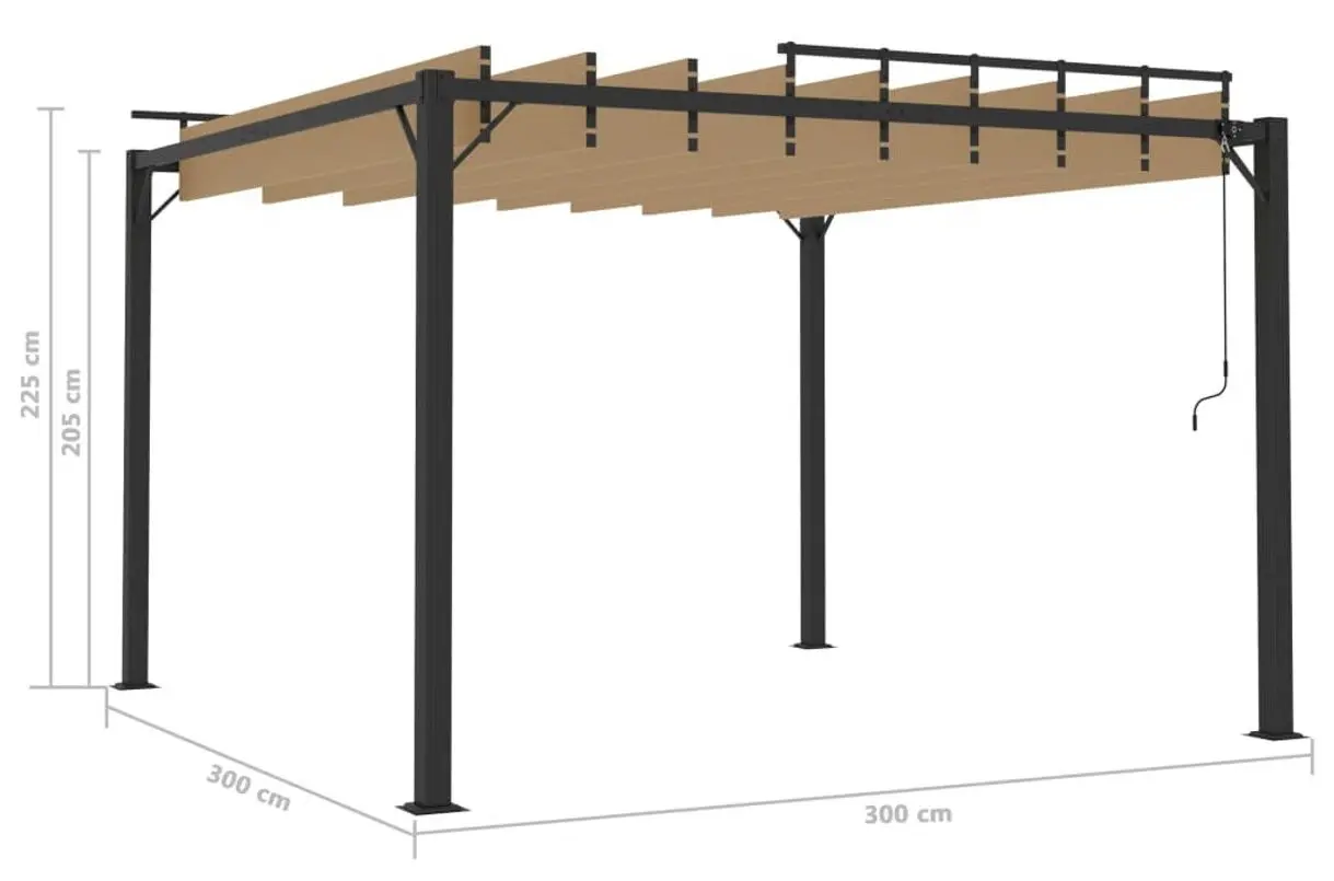 Пергола VidaXL 313925 3x3 (Taupe Grey) - 8