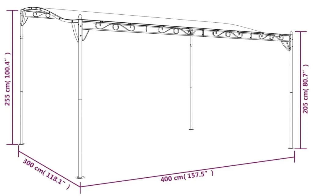 Pergola VidaXL 362396 4x3 (Taupe) - 5