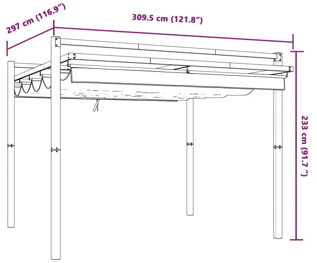 Pergola VidaXL 4003969 3x3 (Anthracite)