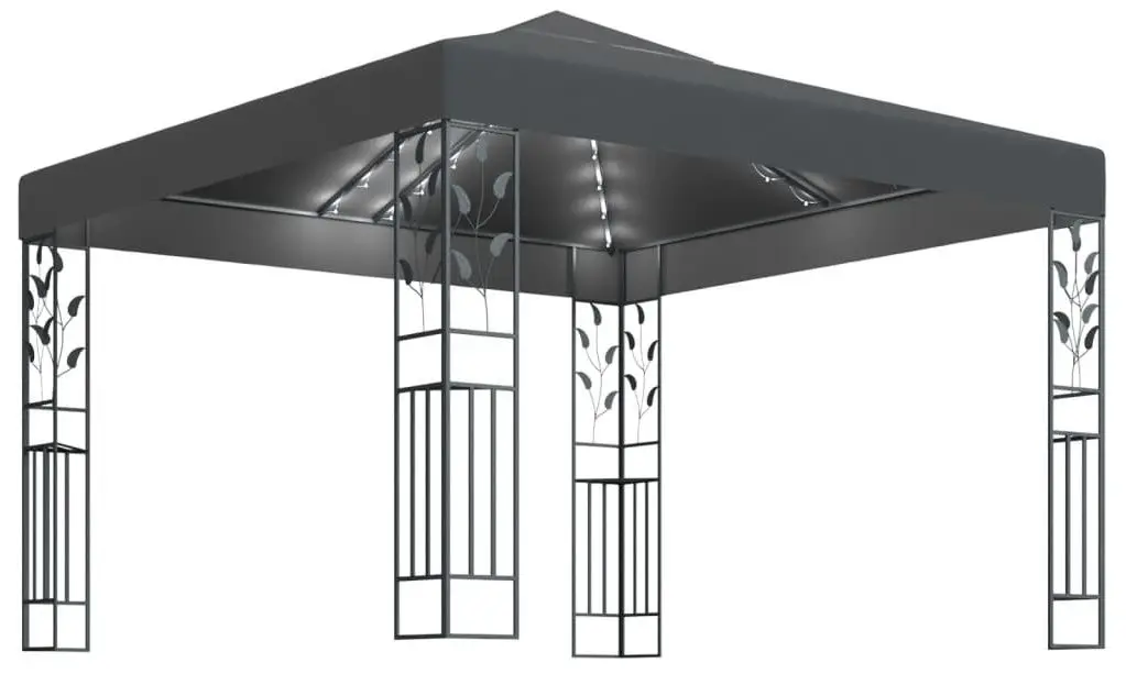 Pavilion de gradina cu iluminare VidaXL 3070296 3x3 (Anthracite) - 2