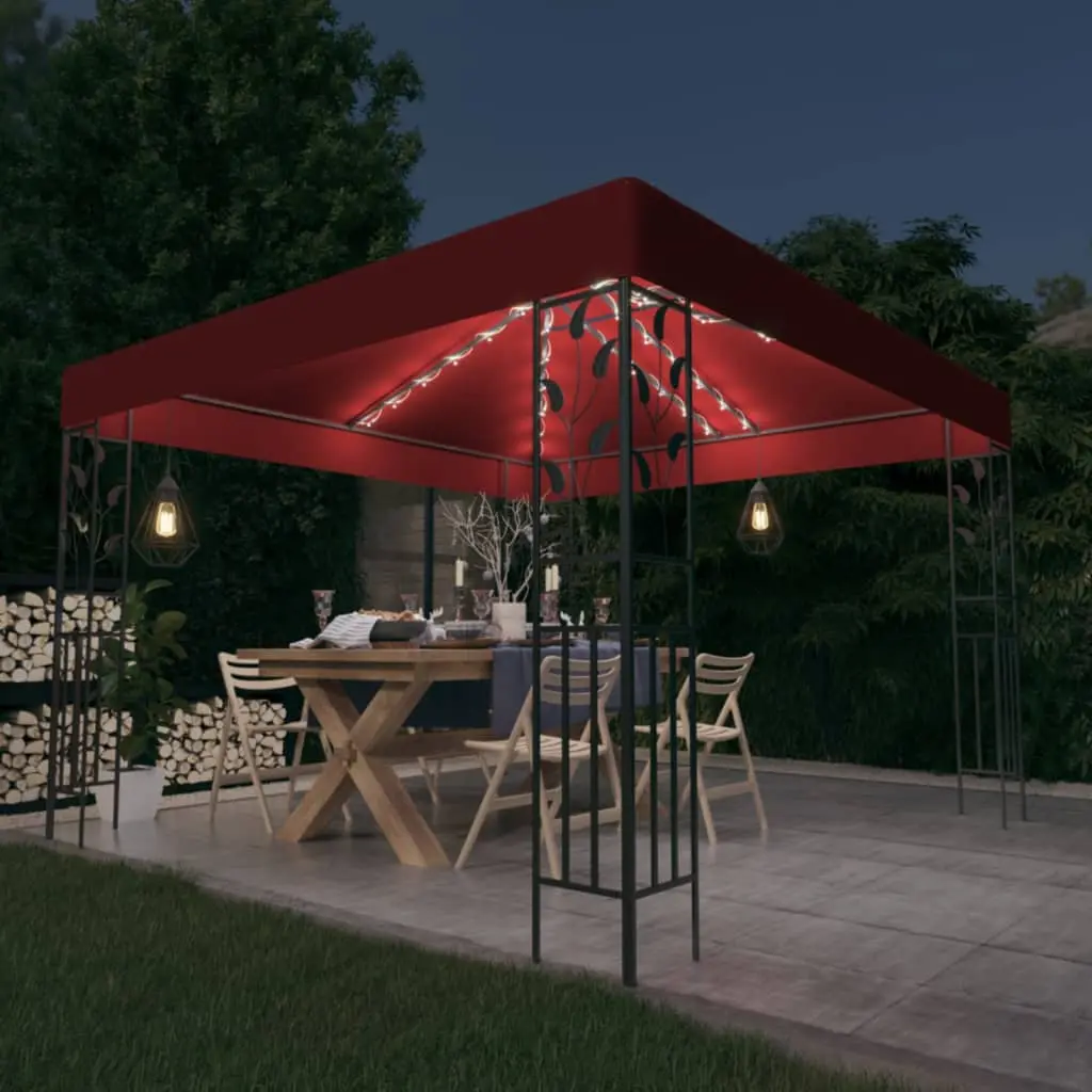 Pavilion de gradina cu iluminare VidaXL 3070297 3x3 (Burgundy) - 7
