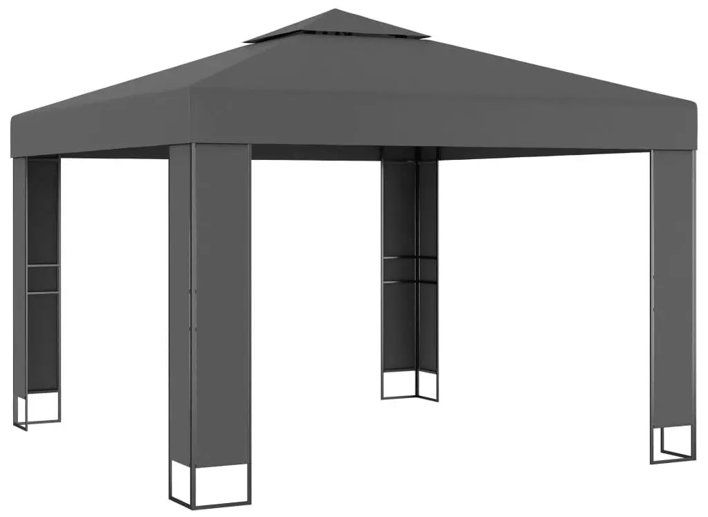 Pavilion de gradina cu iluminare VidaXL 3070304 3x3 (Anthracite)