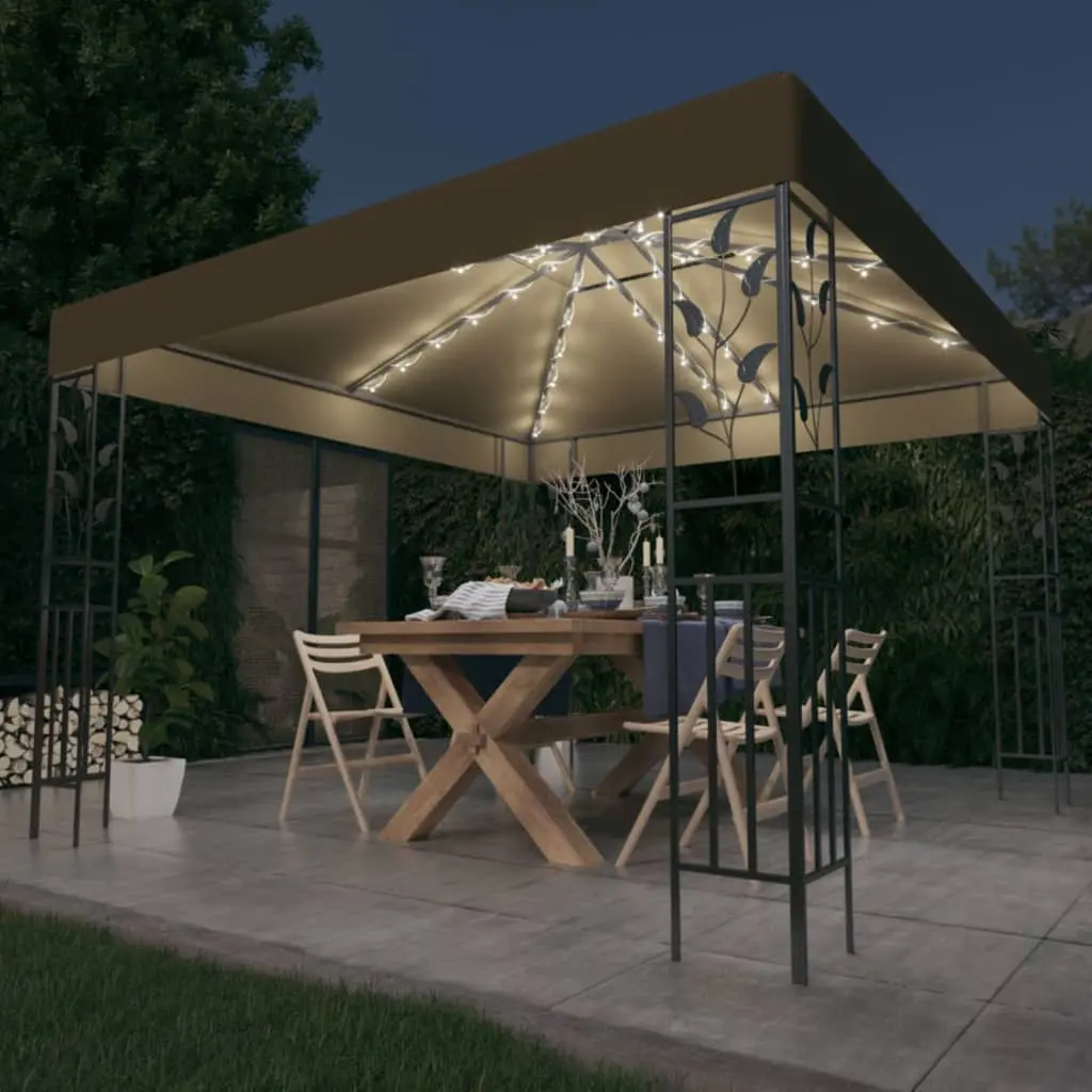 Pavilion de gradina cu iluminare VidaXL 3070312 3x3 (Taupe) - 7