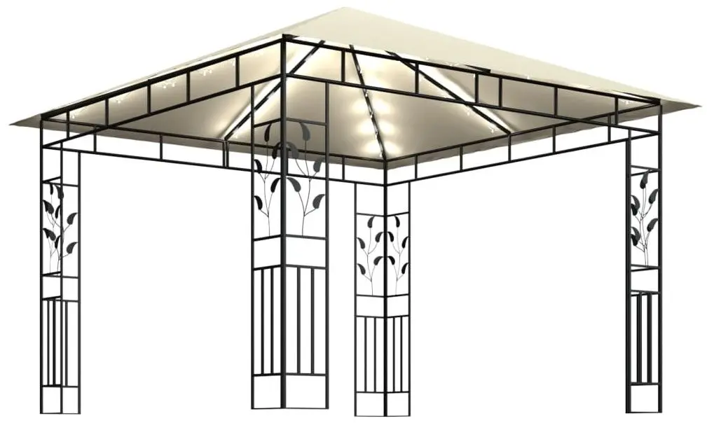 Pavilion de gradina cu iluminare VidaXL 3070314 3x3 (Cream)