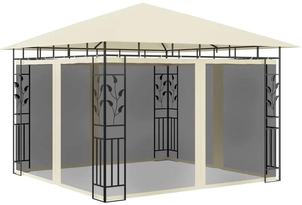 Pavilion de gradina cu iluminare VidaXL 3070314 3x3 (Cream)