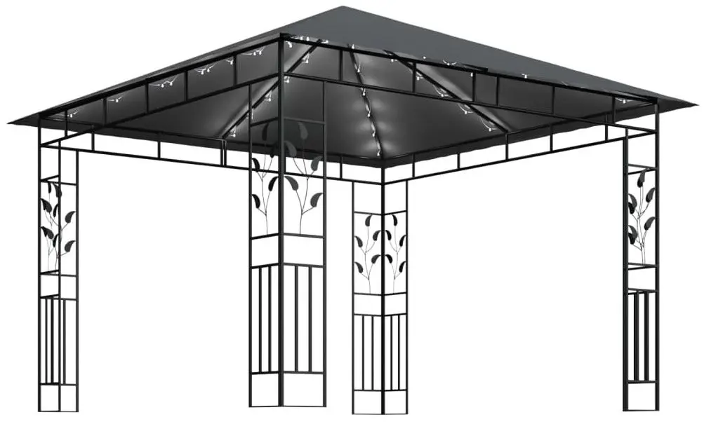 Pavilion de gradina cu iluminare VidaXL 3070316 3x3 (Anthracite)