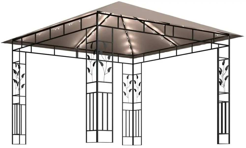 Pavilion de gradina cu iluminare VidaXL 3070318 3x3 (Taupe)