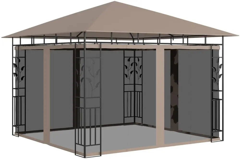 Pavilion de gradina cu iluminare VidaXL 3070318 3x3 (Taupe)