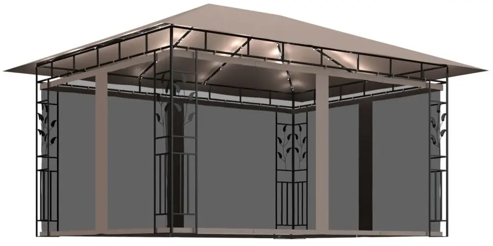 Pavilion de gradina cu iluminare VidaXL 3070319 4x3 (Taupe)