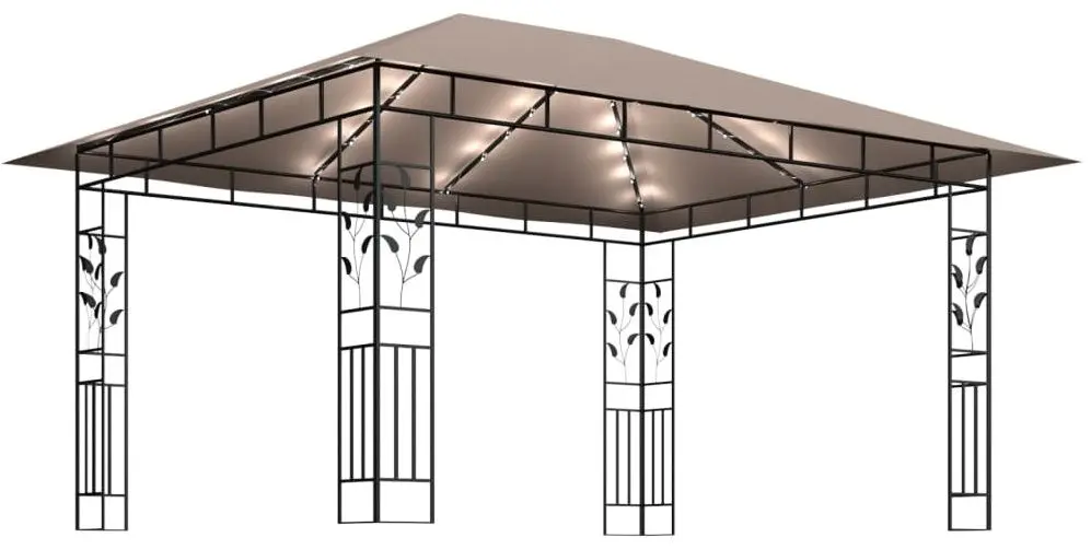 Pavilion de gradina cu iluminare VidaXL 3070319 4x3 (Taupe)