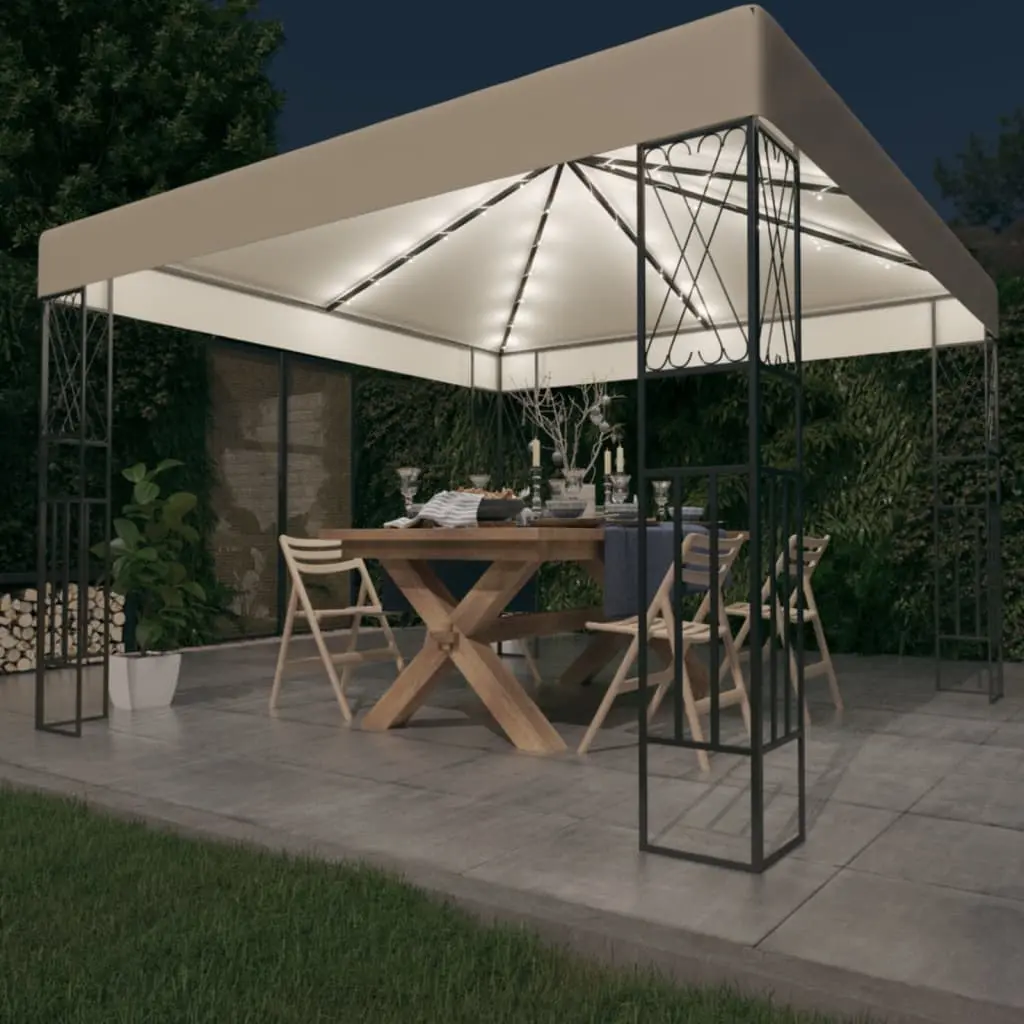 Pavilion de gradina cu iluminare VidaXL 3070326 3x3 (Cream)