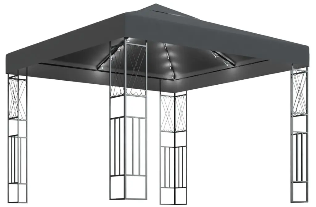 Pavilion de gradina cu iluminare VidaXL 3070327 3x3 (Anthracite) - 2