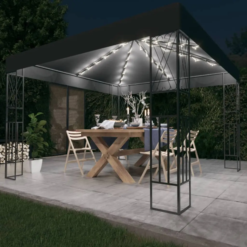 Pavilion de gradina cu iluminare VidaXL 3070327 3x3 (Anthracite) - 7