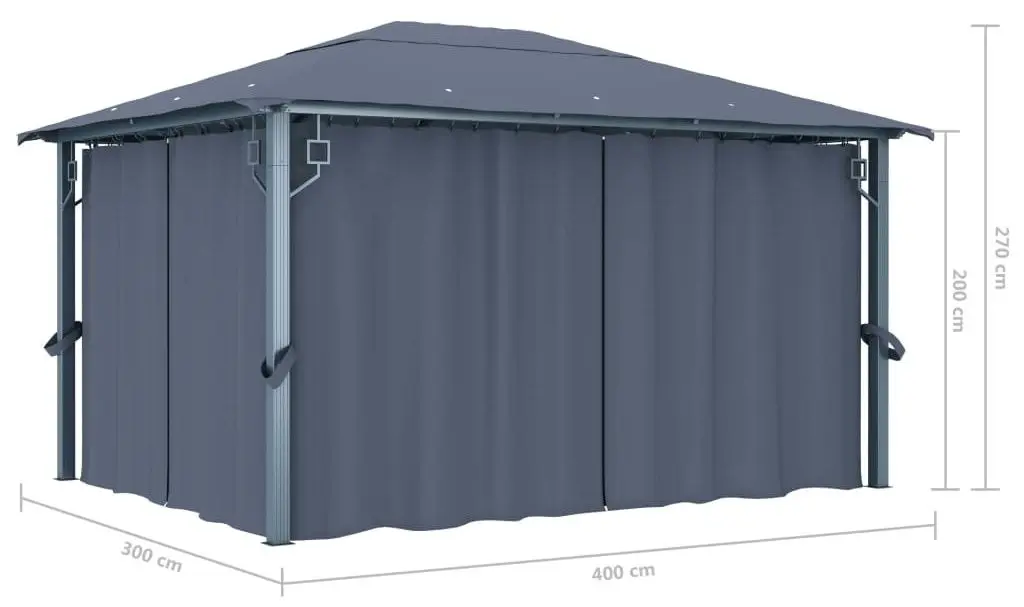 Pavilion de gradina cu iluminare VidaXL 3070336 4x3 (Anthracite) - 12