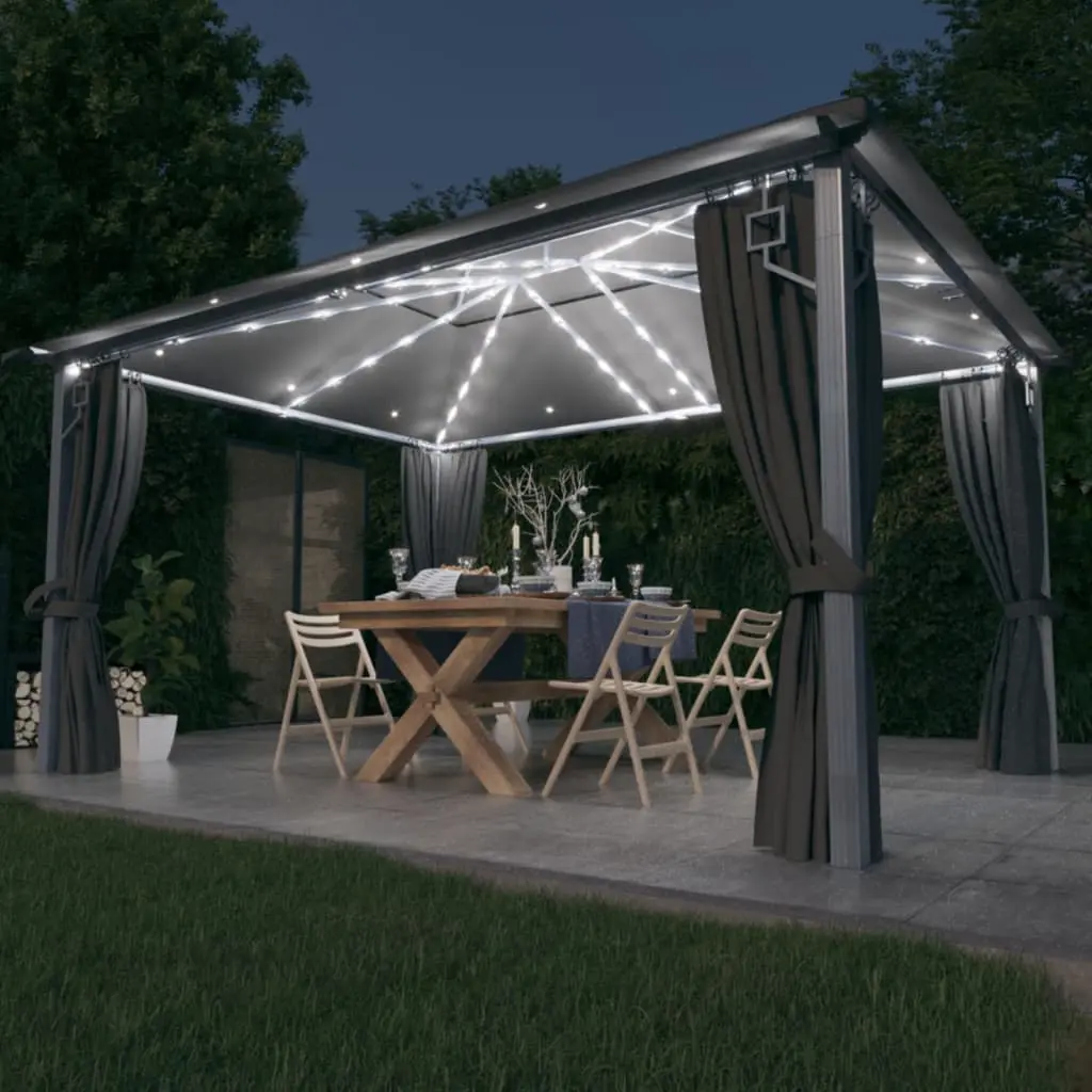 Pavilion de gradina cu iluminare VidaXL 3070336 4x3 (Anthracite) - 13