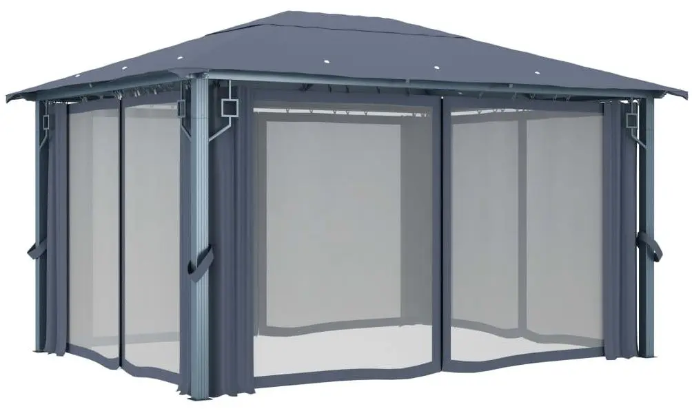 Pavilion de gradina cu iluminare VidaXL 3070336 4x3 (Anthracite) - 4