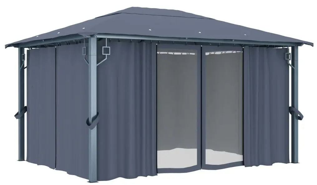 Pavilion de gradina cu iluminare VidaXL 3070336 4x3 (Anthracite) - 6