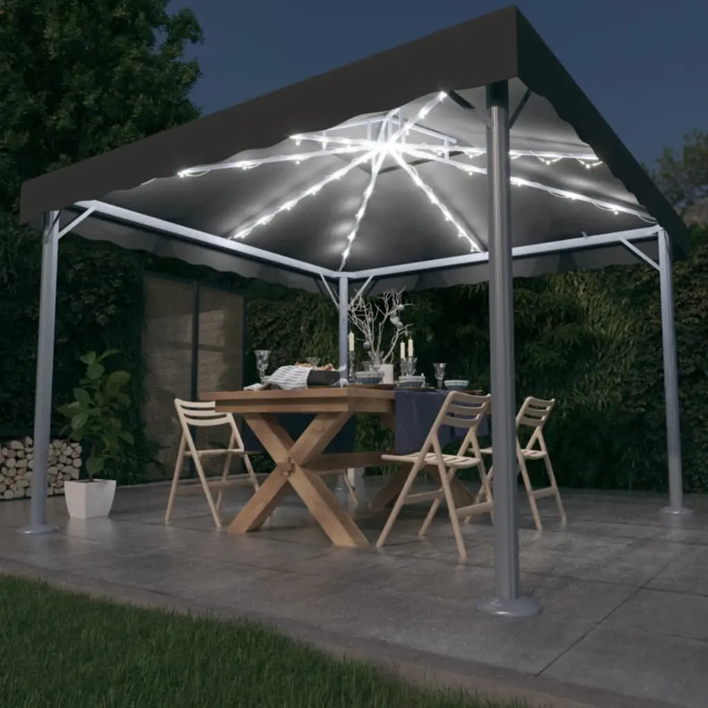 Pavilion de gradina cu iluminare VidaXL 3070343 3x3 (Anthracite)