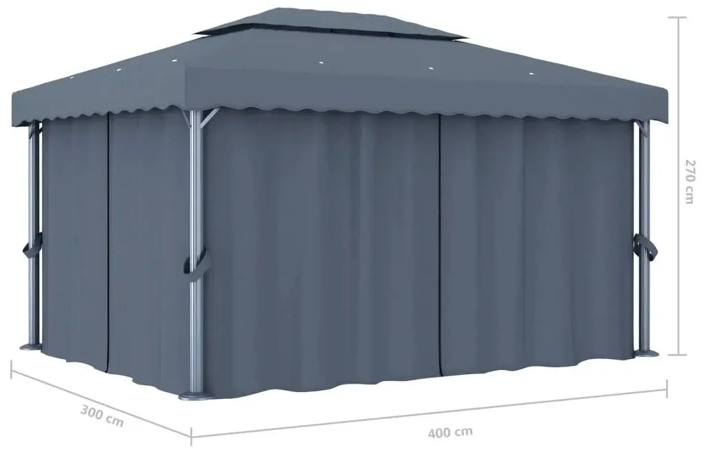 Садовый павильон с подсветкой VidaXL 3070355 4x3 (Anthracite)