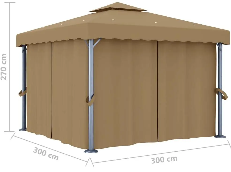 Pavilion de gradina VidaXL 3068557 3x3 (Taupe Grey)