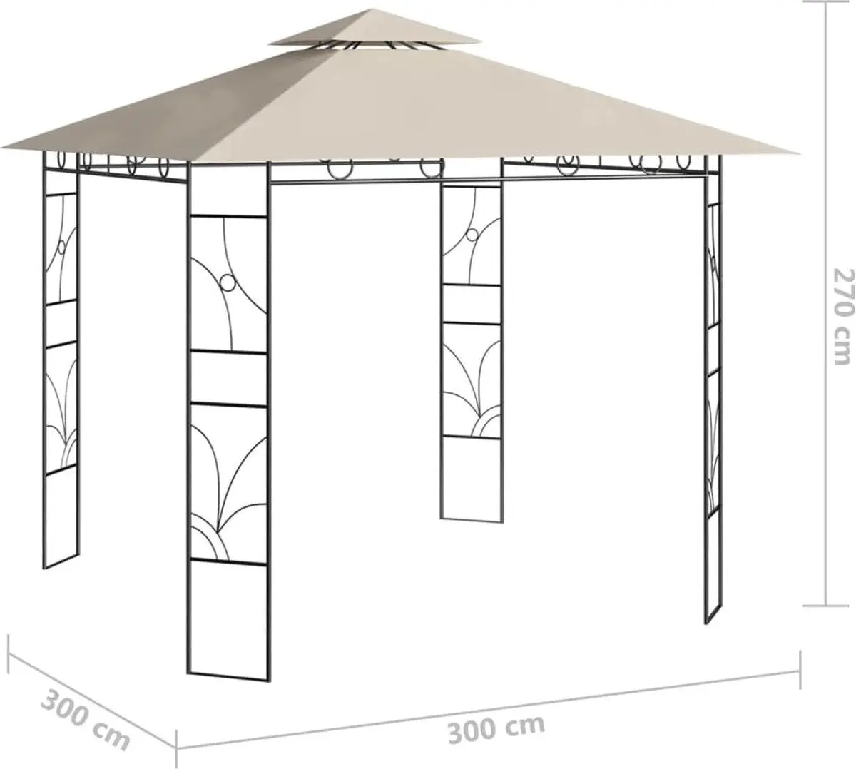 Pavilion de gradina VidaXL 313912 3х3 (Cream) - 5