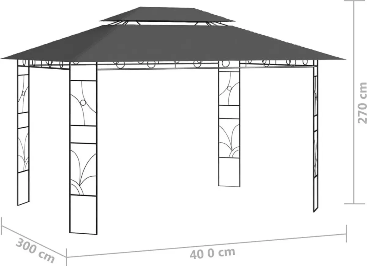 Pavilion de gradina VidaXL 313917 4х3 (Anthracite) - 6