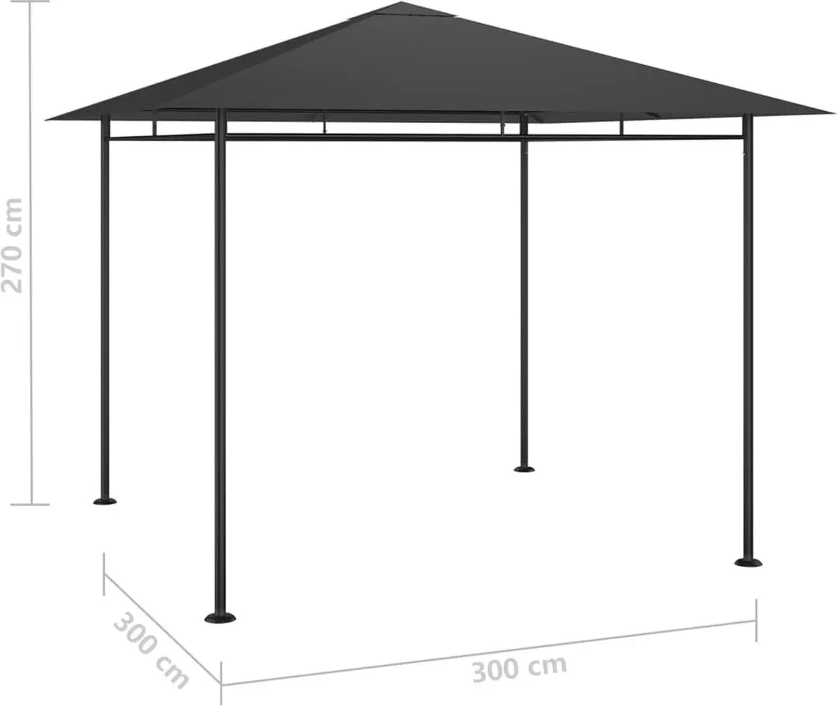 Pavilion de gradina VidaXL 313920 3х3 (Anthracite) - 4