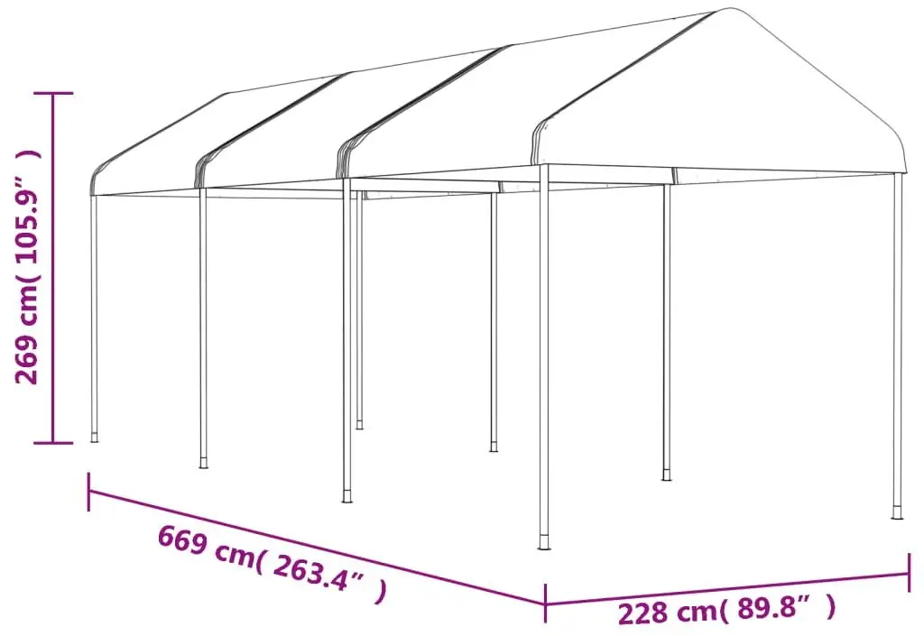 Pavilion de gradina VidaXL 3155503 2.3x6.7 (White) - 3