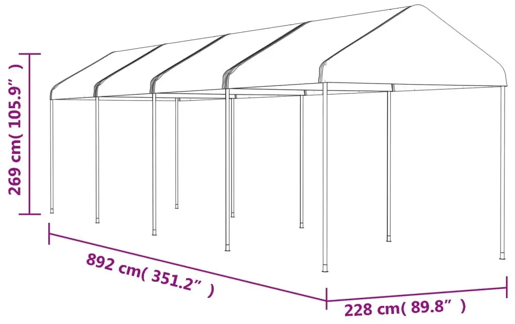 Pavilion de gradina VidaXL 3155504 2.3x9 (White) - 3