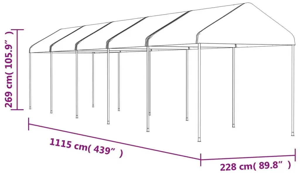 Pavilion de gradina VidaXL 3155505 2.3x11 (White) - 3