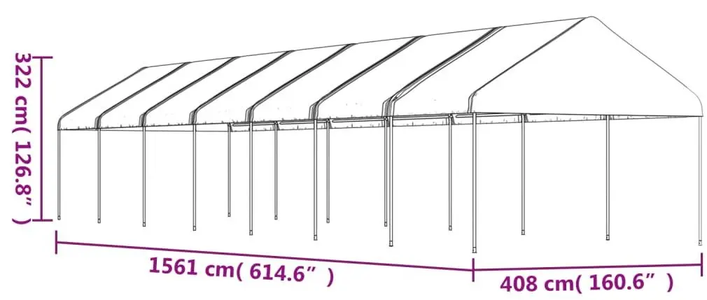 Pavilion de gradina VidaXL 3155515 4x15.6 (White)
