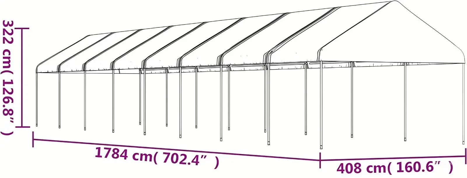 Pavilion de gradina VidaXL 3155516 17.8х4 (White)
