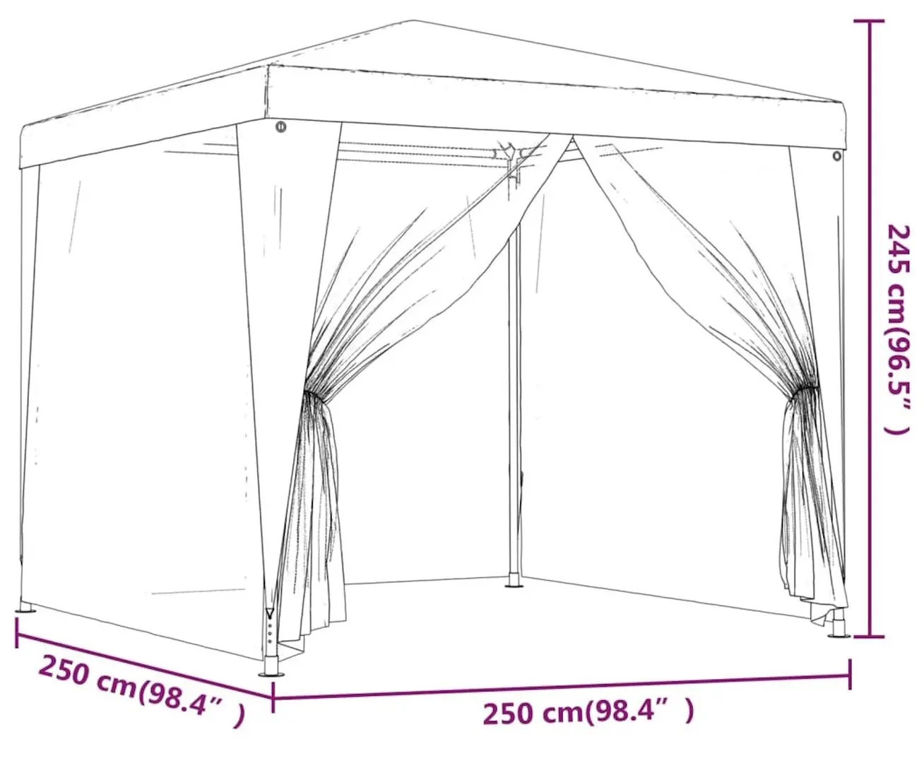 Pavilion de gradina VidaXL 319225 2.5x2.5 (Red)