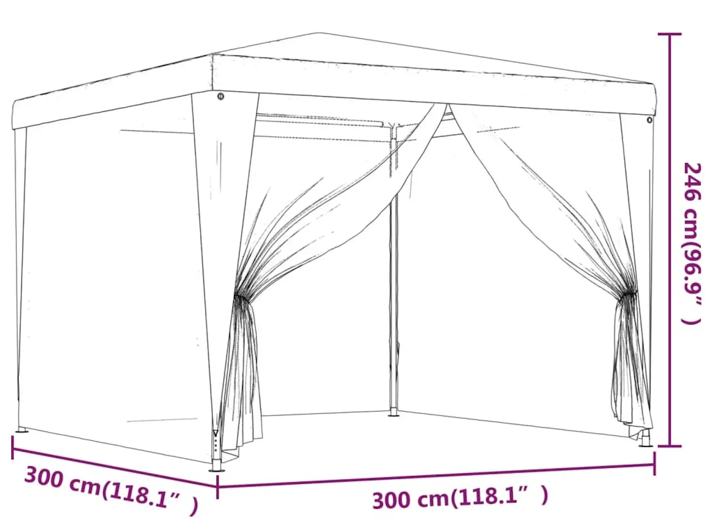 Pavilion de gradina VidaXL 319230 3x3 (Red)