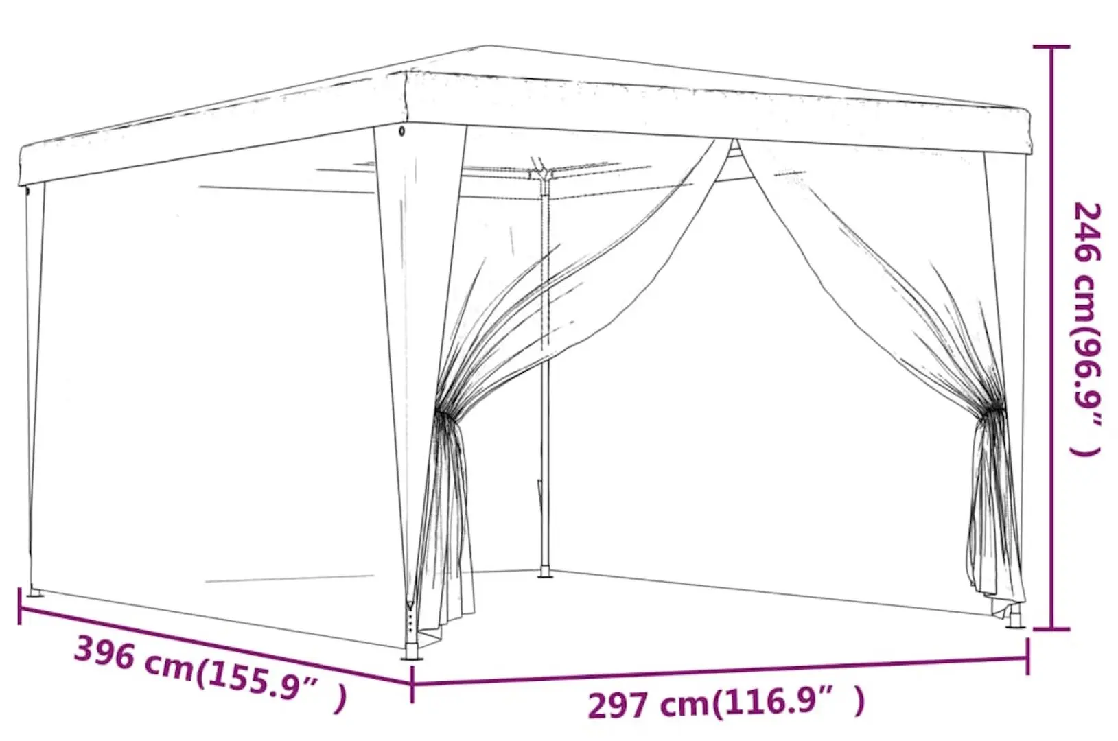 Pavilion de gradina VidaXL 319235 3x4 (Red)