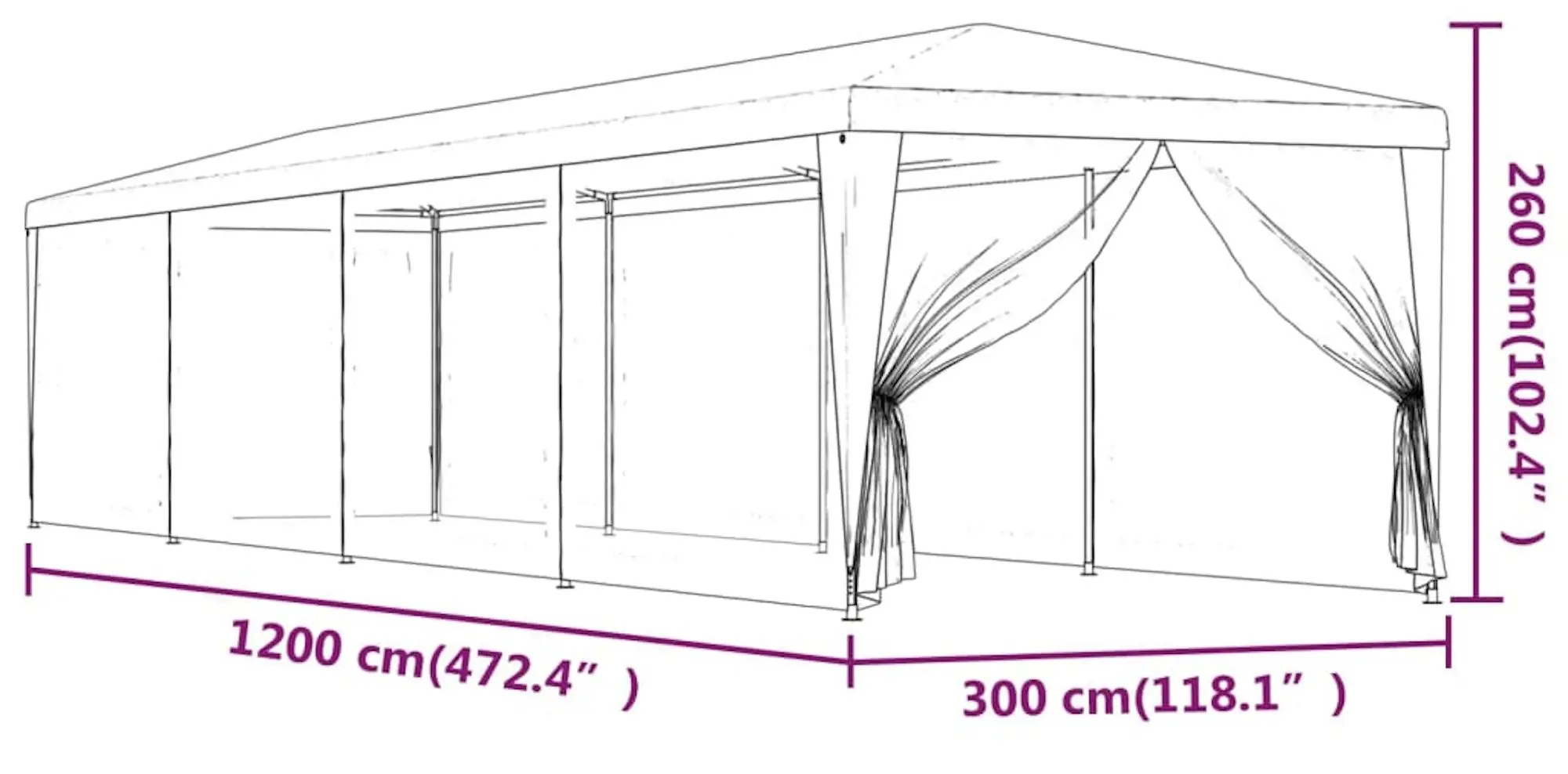 Pavilion de gradina VidaXL 319247 3x12 (Blue)
