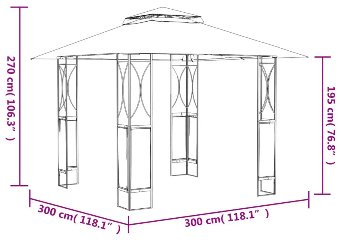 Pavilion de gradina VidaXL 360141 3x3 (Anthracite) - 7