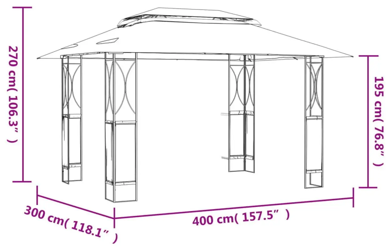 Pavilion de gradina VidaXL 360142 4x3 (Anthracite) - 7