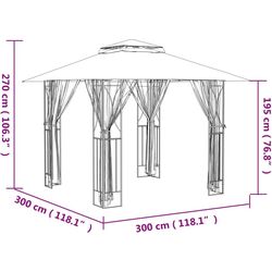 Pavilion de gradina VidaXL 360143 3x3 (Anthracite) Thumb