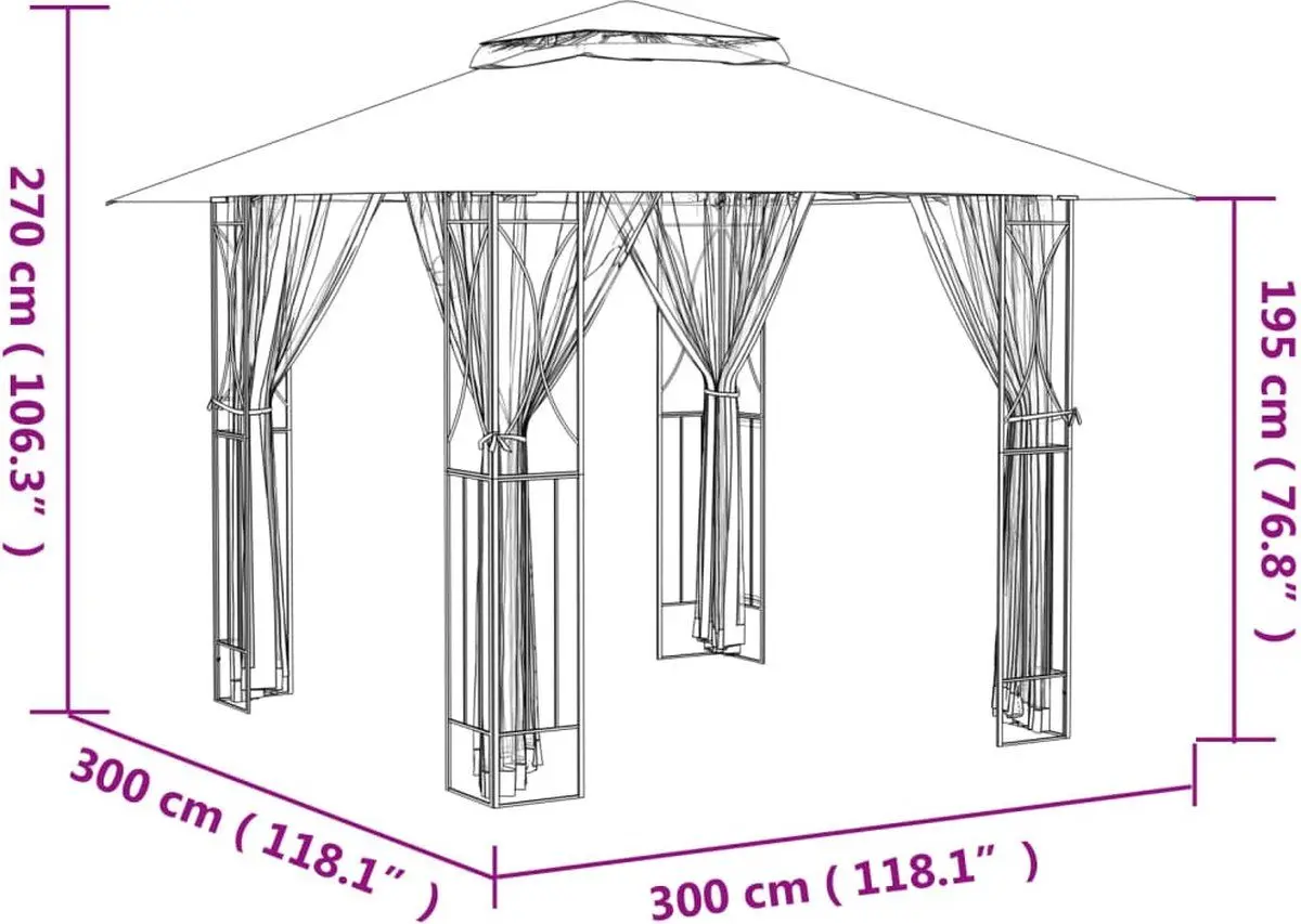 Pavilion de gradina VidaXL 360143 3x3 (Anthracite) - 7